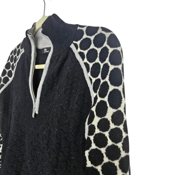 Neve Womens Merino Wool Pullover Sweater Size S Geometric 1/4 Zip Ski Cabincore - Picture 5 of 8